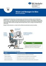 Unterweisungskarte A8: Sitzen und Bewegen im Büro