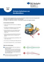 Unterweisungskarte E11: Sicheres Aufnehmen von Abrollbehältern