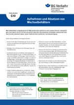 Unterweisungskarte G10: Aufnehmen und Absetzen von Wechselbehältern