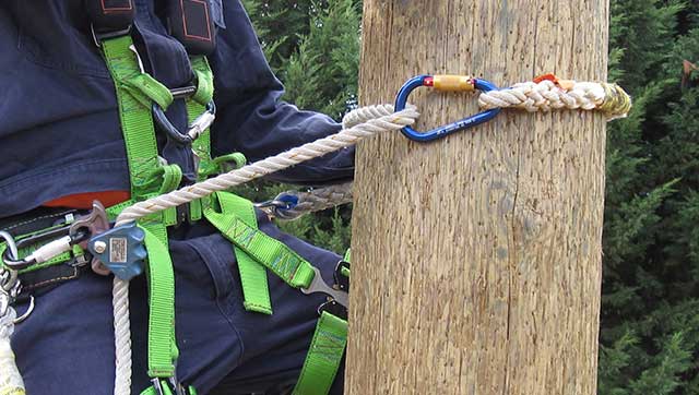 Besteigung von Holzmast