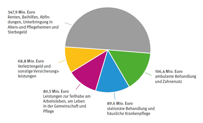 Verteilung der Ausgaben auf Leistungsarten, barrierefreie Tabelle darunter