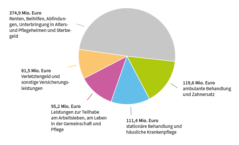 Verteilung der Ausgaben auf Leistungsarten, barrierefreie Tabelle darunter
